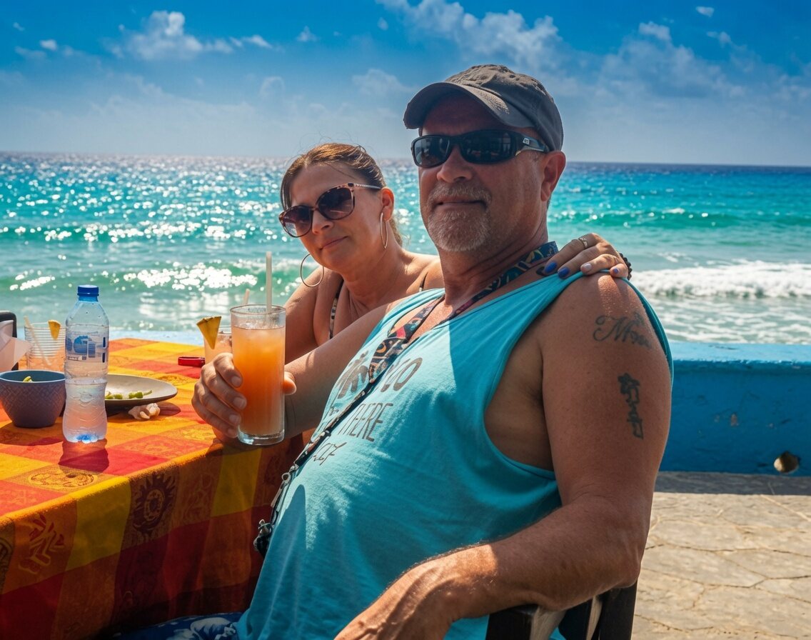 Darin and Sally Ray out on a sunny day by the ocean
